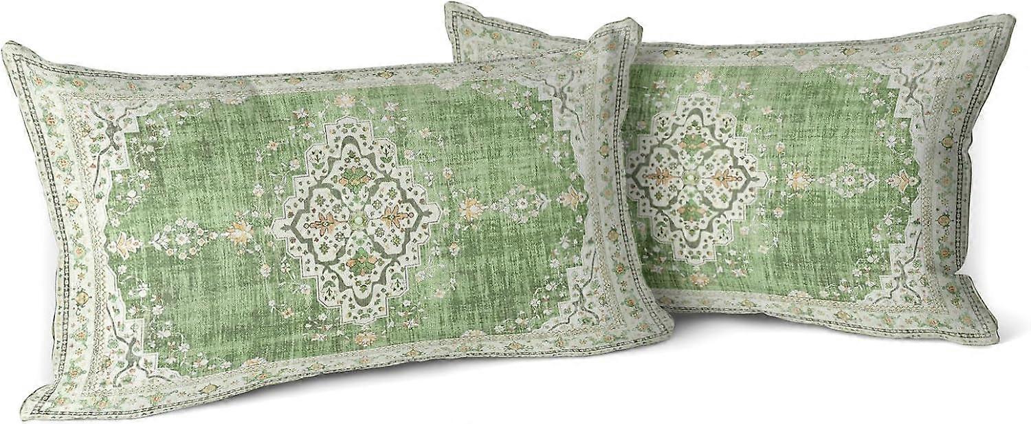Boho Atma Yastık Kılıfları 12x20 inç 2'li Set Bohemian Halı Koltuk Yastıkları Çim-yeşili Dekoratif Yastık Kılıfları Çiftlik Ev Dekoru Koltuk için