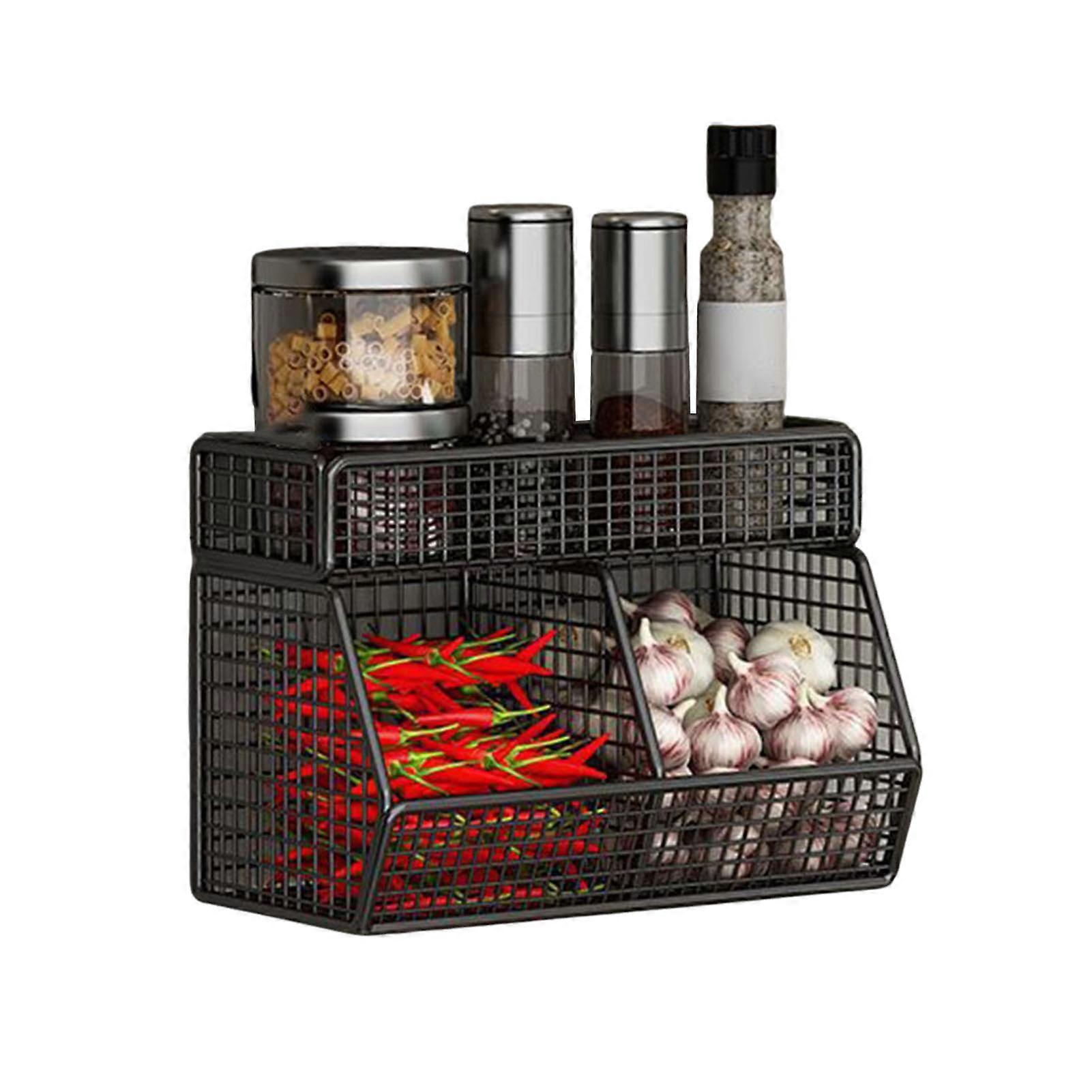 Wire Mesh Storage Basket Large Capacity Strong Load-bearing Easy Installation Wall Mounted Shelf Organizer Basket