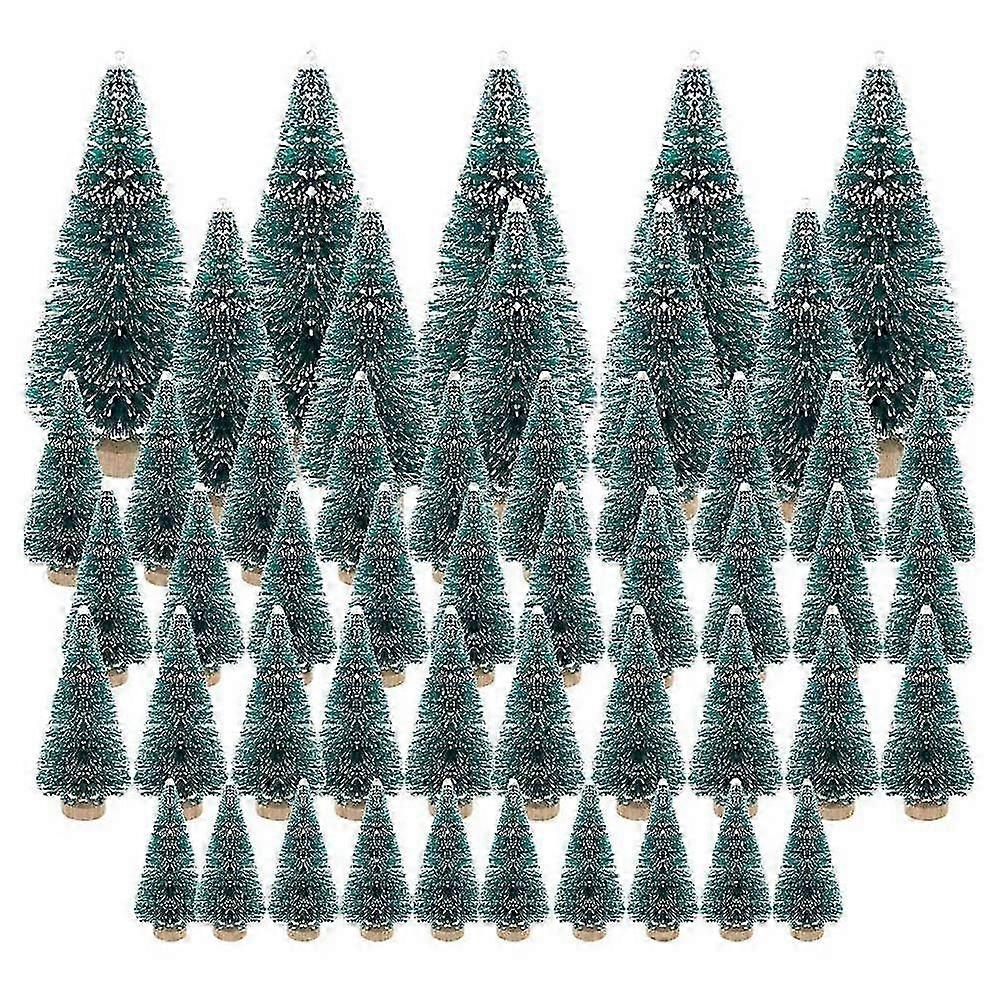 50PCS Miniature Artificial Christmas Tree Small Snow Frost Trees Pine Trees Christmas DIY Party Dec