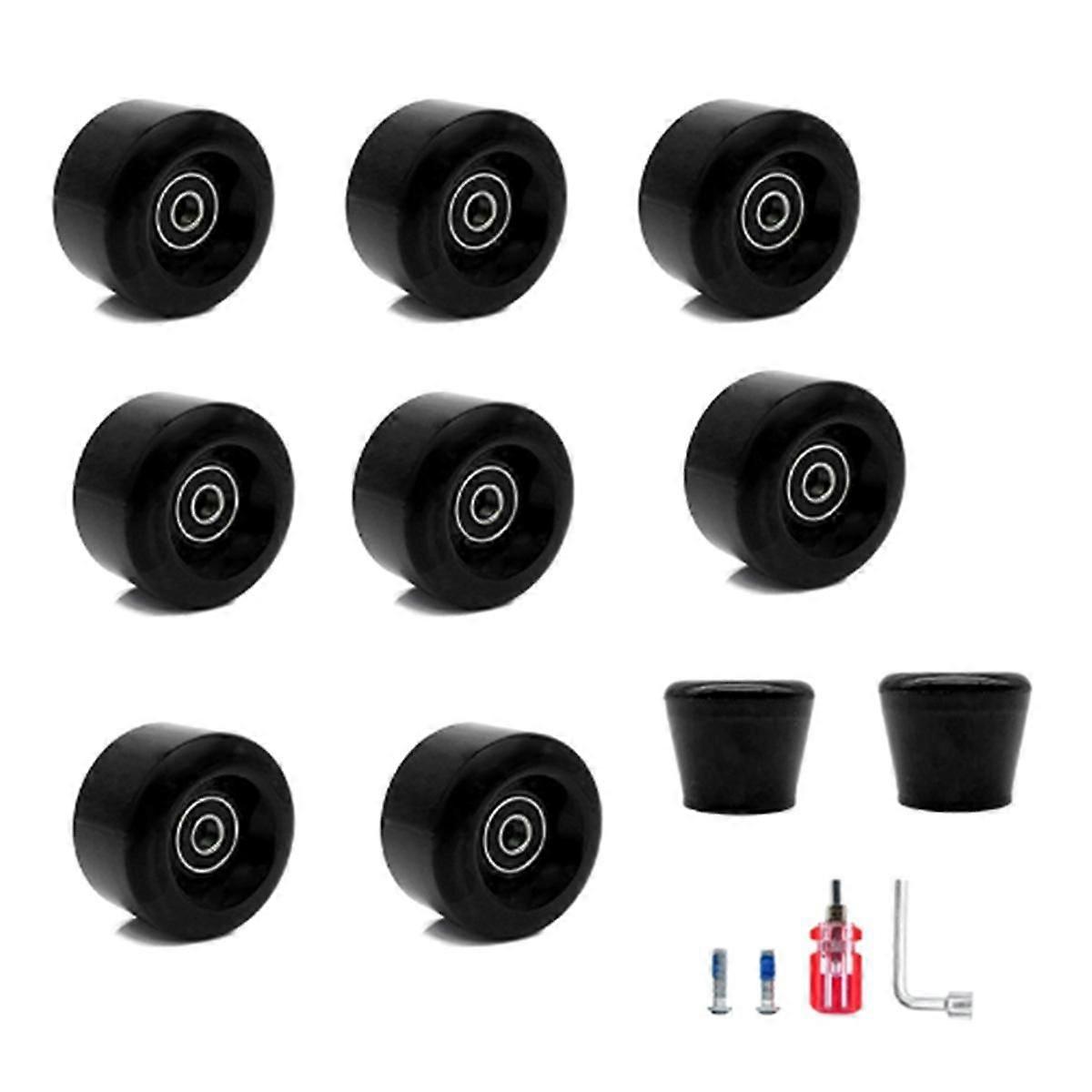 Roller Skate Wheels Double Row Roller Skates Four-Wheel Inline Skates Ice Skates PU High Elastic Wheels Tire Set