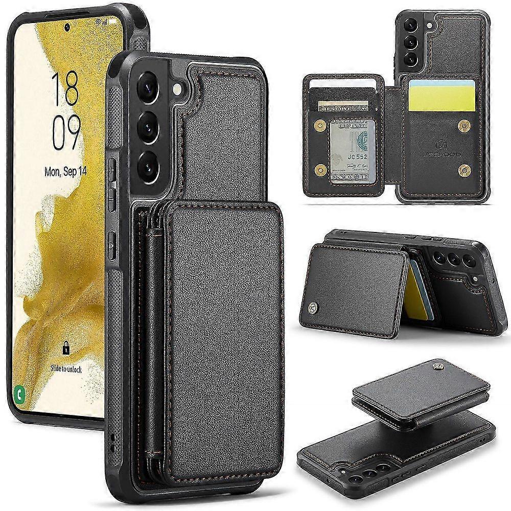 For Samsung Galaxy S22 5G Case TPU+PU Phone Cover with Magnetic Detachable Card Holder