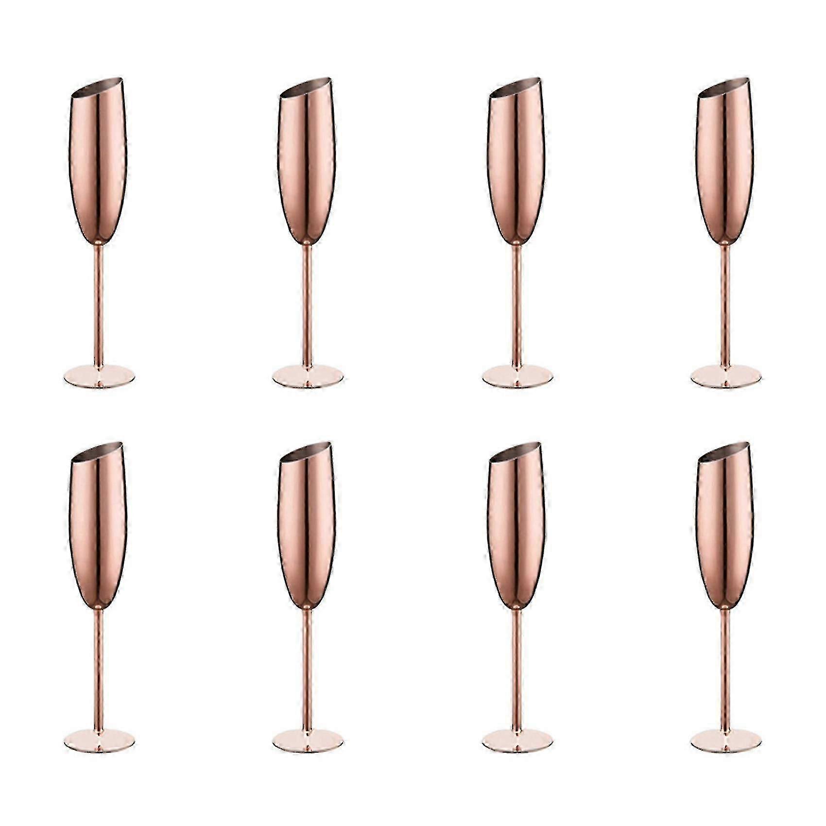 مجموعة من 8 الفولاذ المقاوم للصدأ الشمبانيا النبيذ المزامير نظارات الذهب غير قابلة للكسر شاتيربروف [jkw]