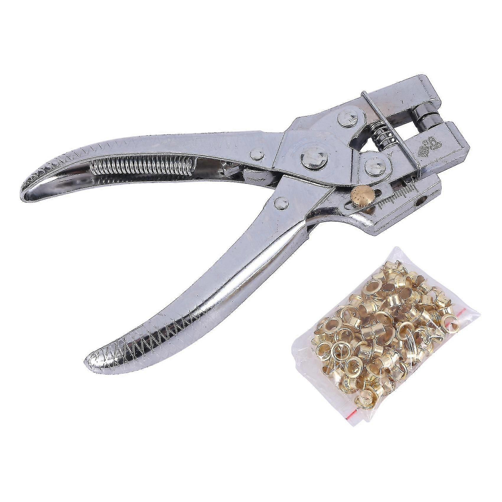 Heavy Duty Leather Eyelet Plier Hole Punch Pliers Tools + 100 Eyelets
