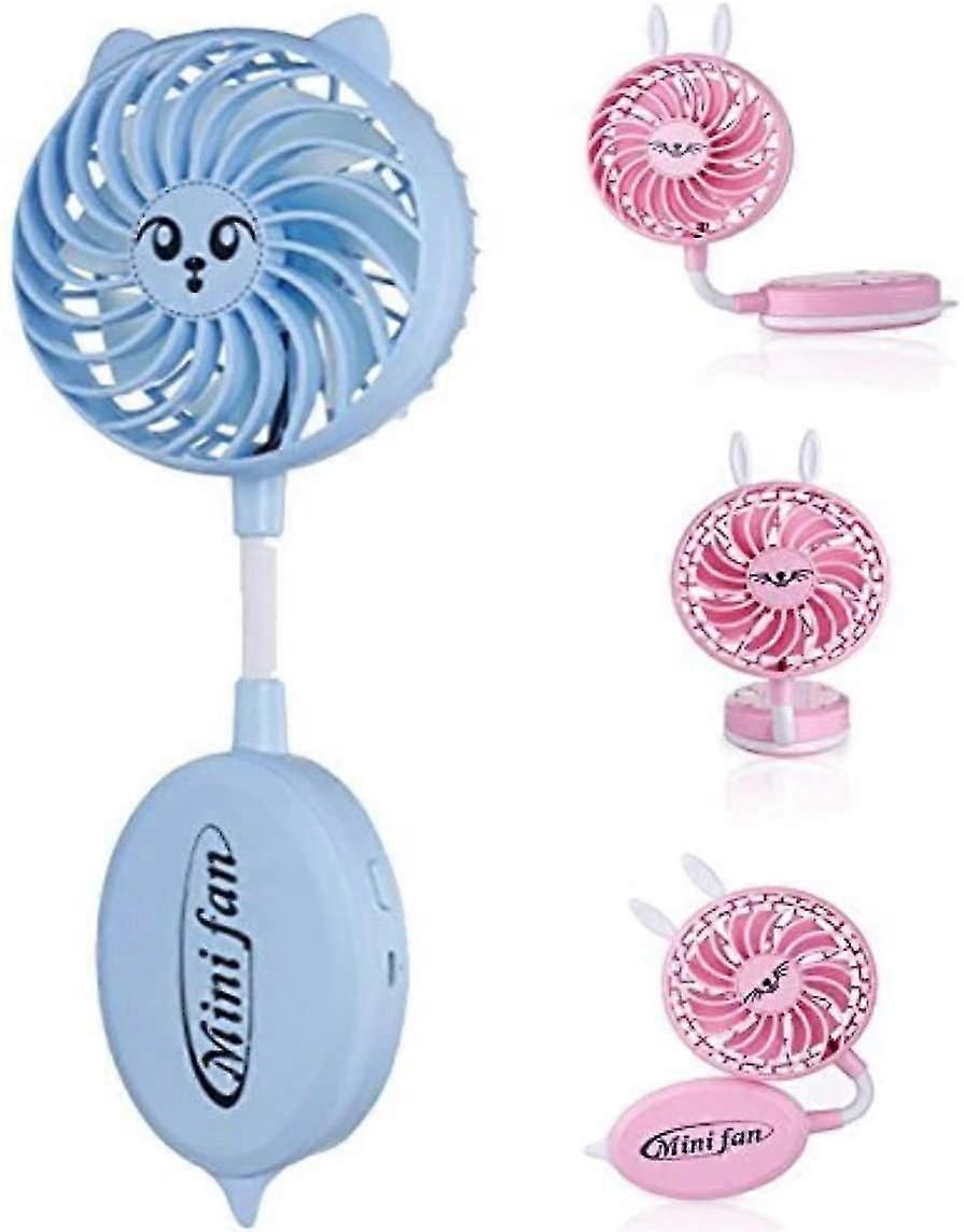 Foldable Hand Fan Mini Silent Fan Usb Rechargeable With 2 Speeds Cute Modeling Foldable Handle Portable Fan For Travel Office Dorm Car Travel