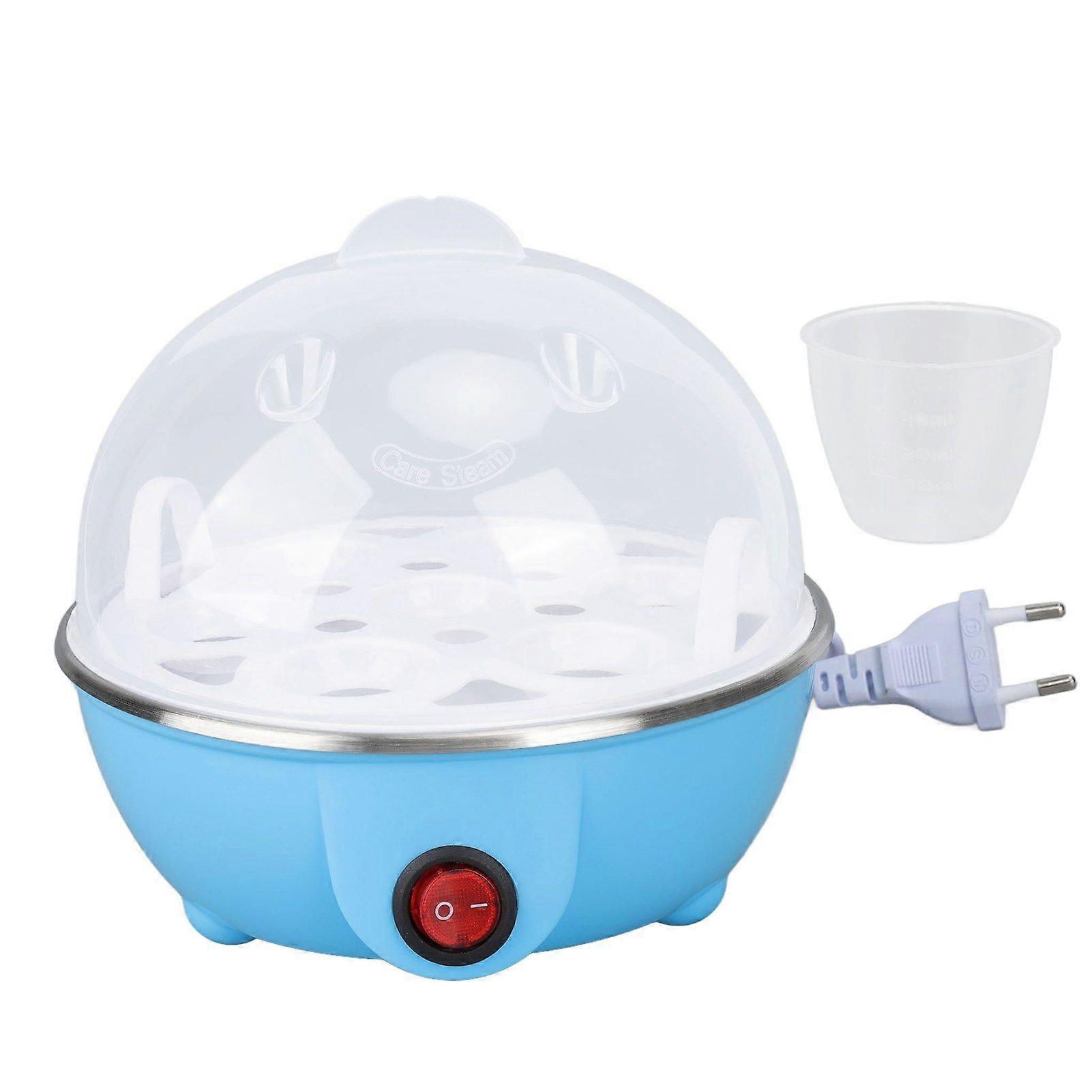 Chicken Egg Cooker Make Up to 7 Large Boiled Eggs Anti Dry Burning Automatic Power Off Egg Poacher with Heating Plate EU Plug 110V Blue
