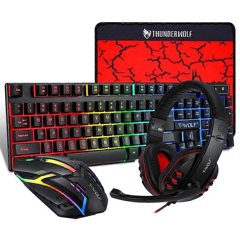T-WOLF TF-800 4 in 1 Gaming Luminous Keyboard Mouse Headset Set