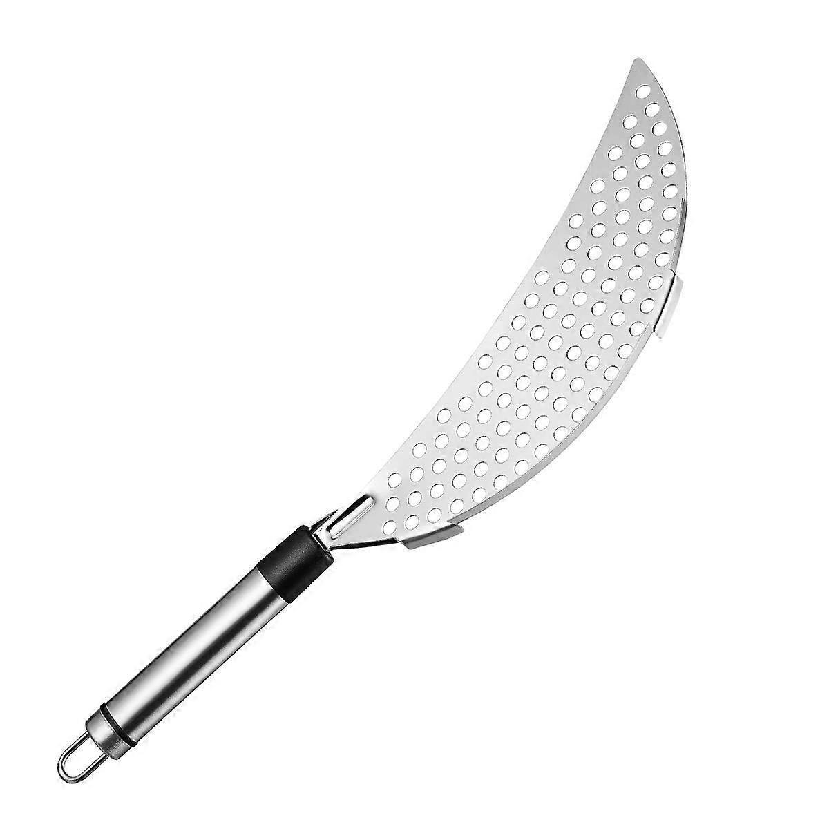 Stainless steel pot strainer with handle crescent colander for pasta noodles veggies and frying draining