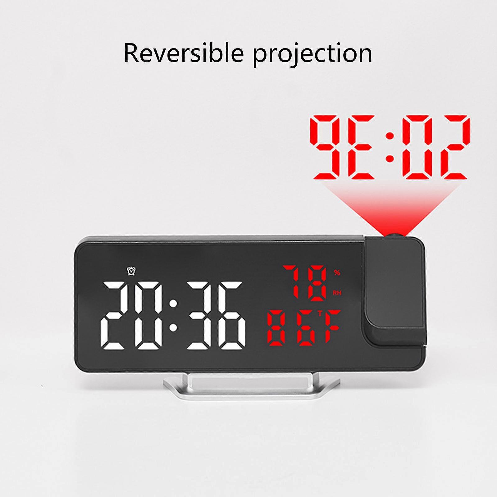 Desk Alarm Clock Multifunctional LED Clock with Time and Environmental Projection for Living Space  Red