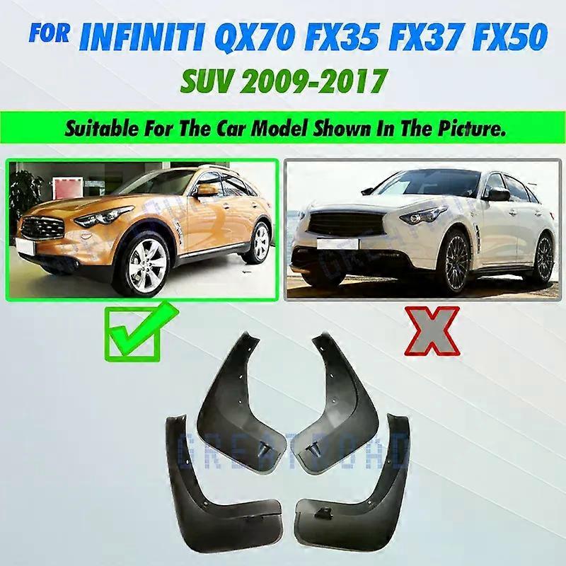 unique Mudflaps For Infiniti FX35 FX37 FX50 QX70 2009 - 2017 Mud Flaps Splash Guards Mudguards Front Rear 2011 2012 2012 2014 2015 201