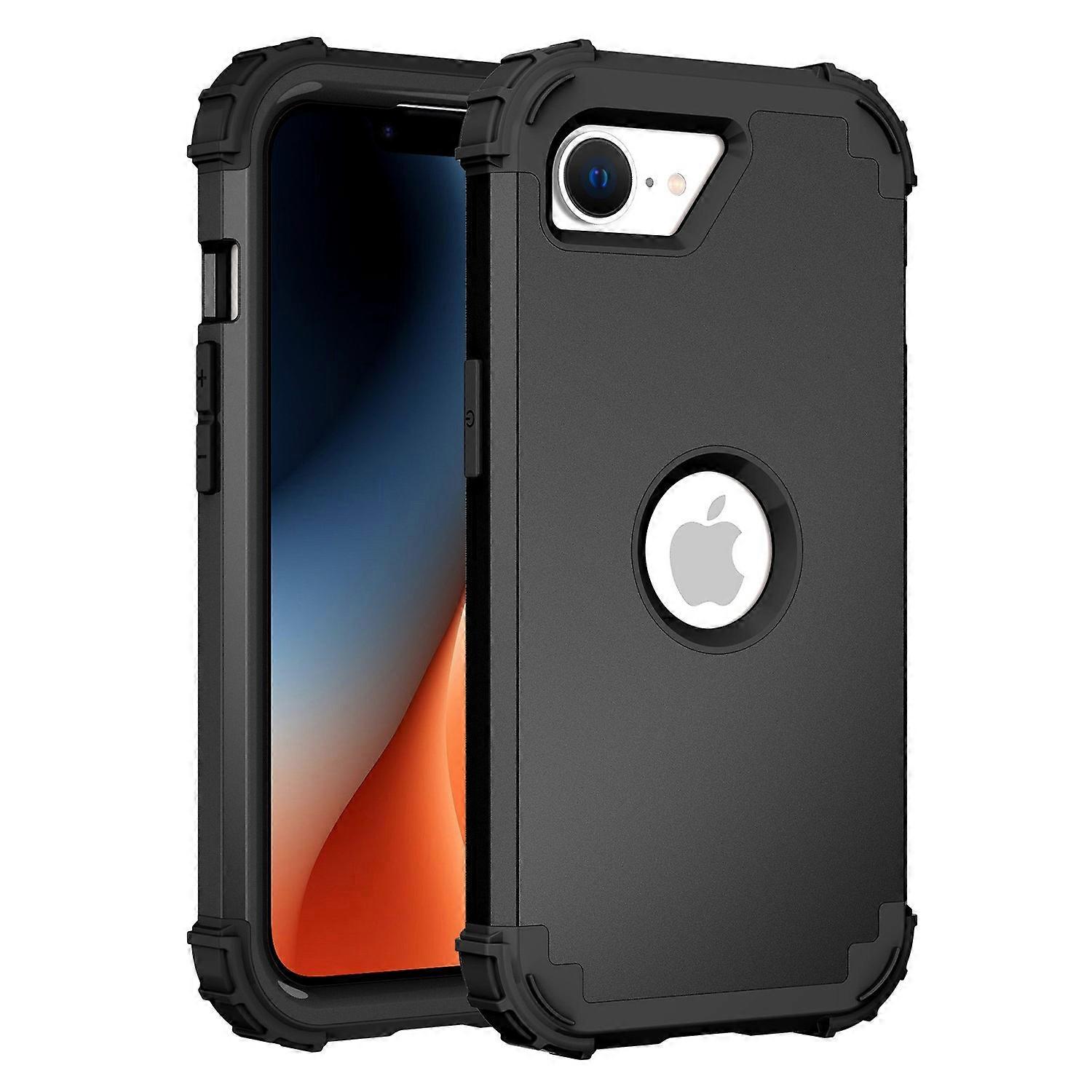 L-Style For iPhone 16e Case Shockproof PC+TPU Phone Back Cover-Black