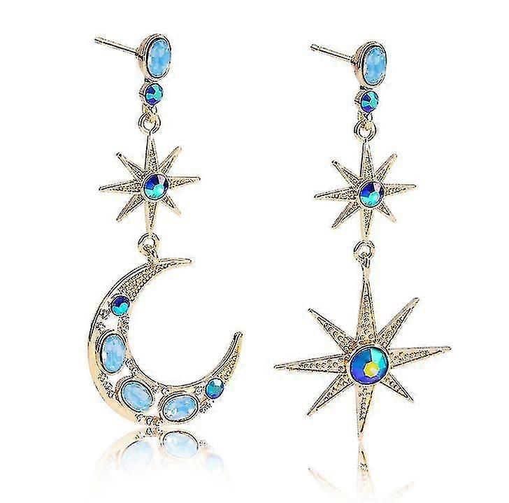 المرأة تألق غير المتماثلة نجم القمر هوب الأقراط