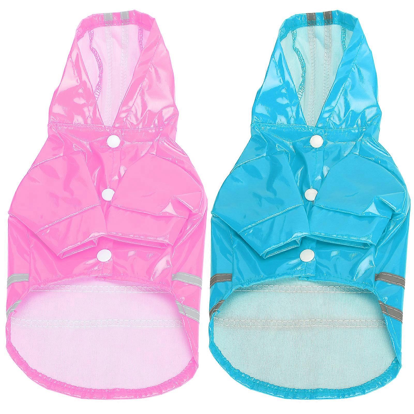 Pet Raincoat Dog Reflective Stripe Hooded Rain Jacket Waterproof Breathable Lightweight Size S M L