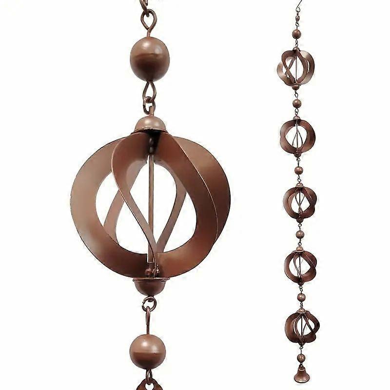 Metal Hanging Rain Chains for Gutters Rotating Rain Catcher Chain with Bell for Window Garden Decor