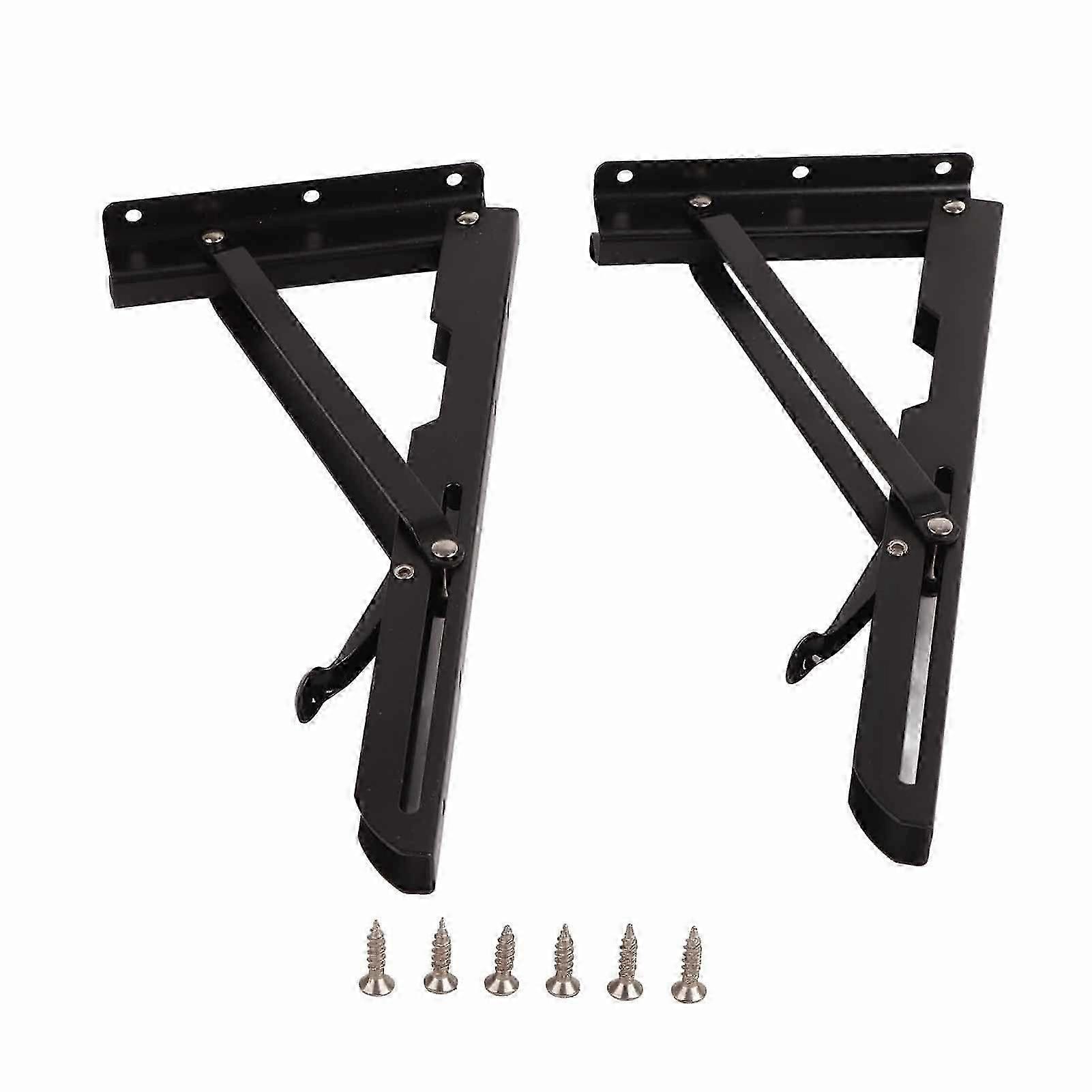 2PCS Metal Folding Shelf Brackets Wall Mounted Collapsible Triangular Stand for Table Work