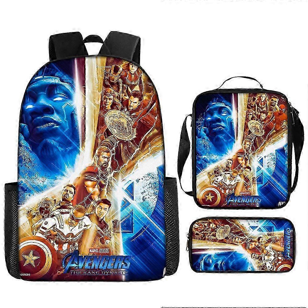 3pcs Boys Schoolbag The Avengers Iron Man Captain America Large Capacity Backpack