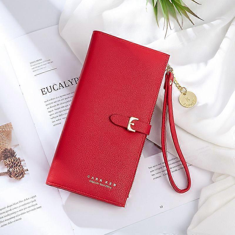 محفظة جلدية طويلة ، لطيف المرأة الجلود المحفظة أزياء السيدات مخلب حامل حالة ورقة قلادة عملة سحاب -1