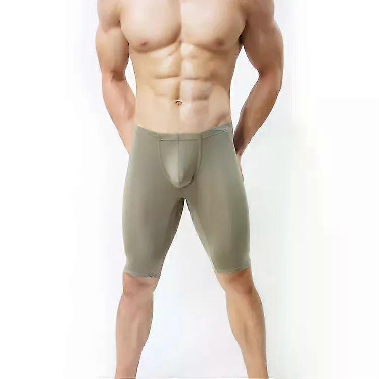 Men Ultra-Thin Underwear Transparent Men Boxer Sculpting Half-Length Solid U Convex Pouch Boxer Mens Long Underwear