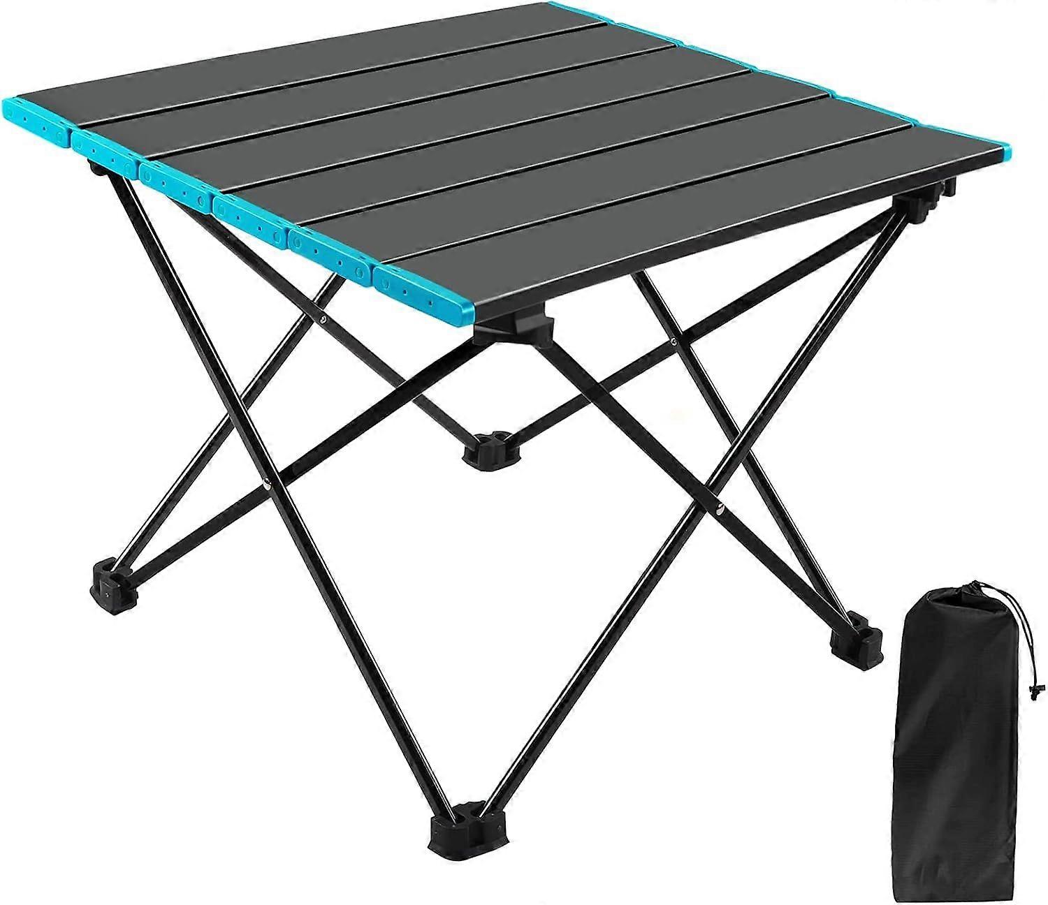 Camping table with aluminum tabletop, portable and lightweight folding camping table with carrying bag for outdoor use