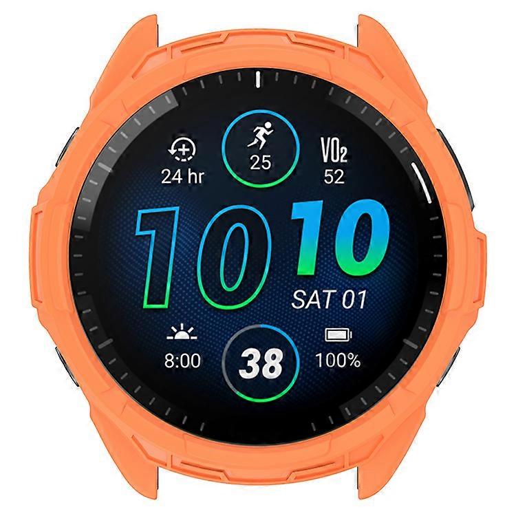 Watch Case TPU Soft Rubber Hollow Armor Protective Watch Case for Garmin Forerunner 965 (Orange)