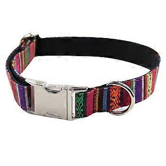 Coleira de cachorro personalizada com tamanho ajustável, coleira personalizada para animais de estimação com informações de contato gravadas para cães pequenos e grandes (padrão geométrico)