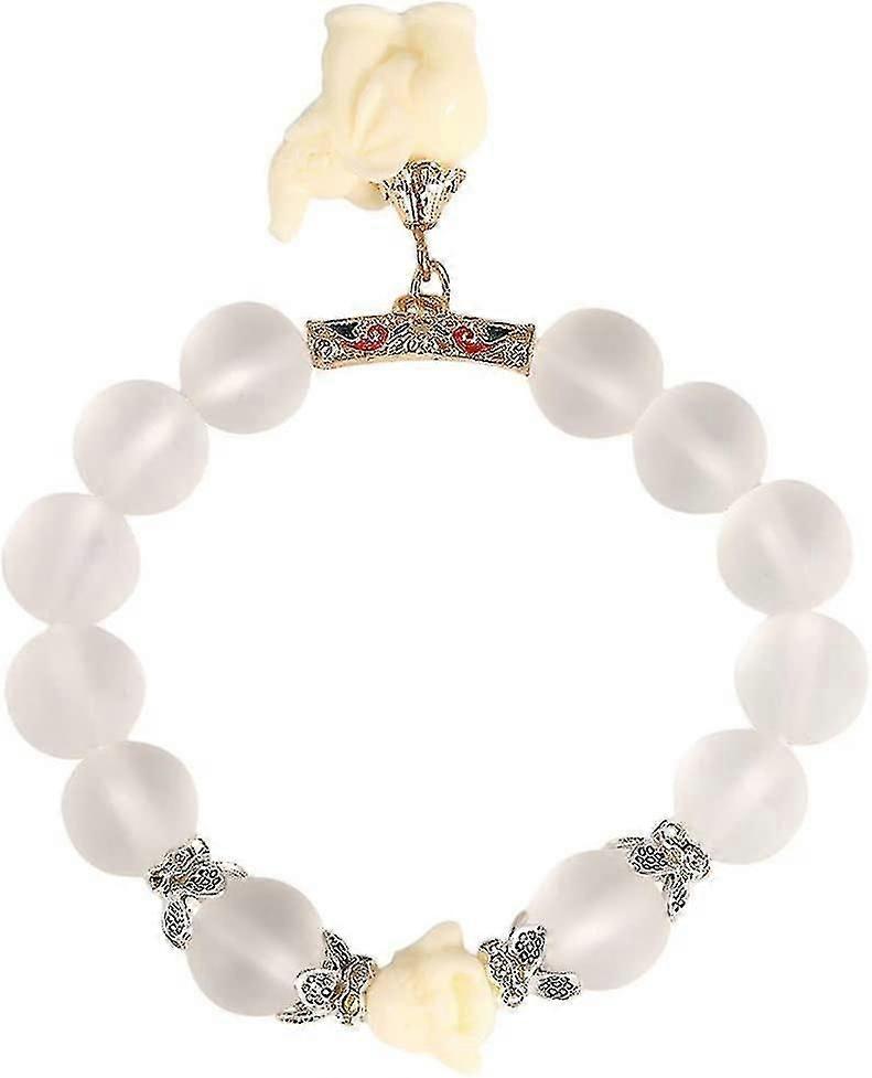 Bracelet créatif en perles de cristal givré, joli pendentif éléphant, accessoire de charme