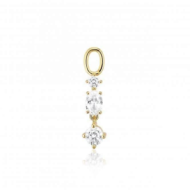 White Zirconia Pendolo Tre Earring Charm SJ-CH2374-CZ-YG