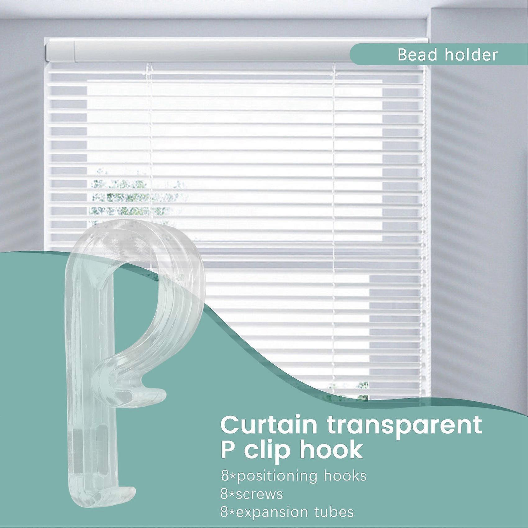 8Pcs Curtain Clear P Clips Hook,Roller Blind Clips Chain Cord Hooks