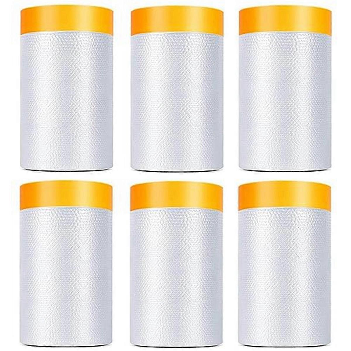 6 Pack Tape and Drape, 1.8X62.3 Ft Pre-Taped Masking Film