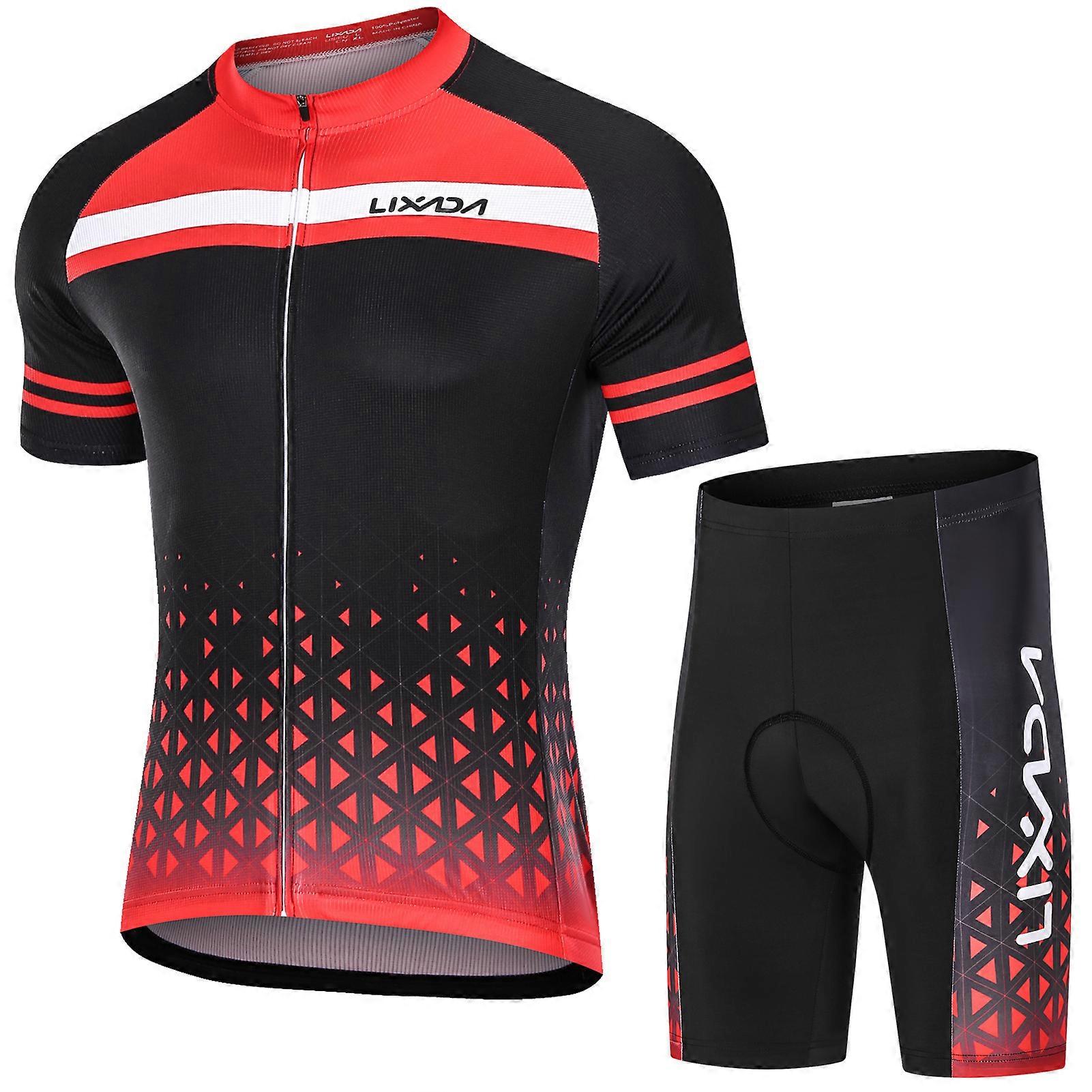 Maillot de cyclisme pour hommes Respirant à séchage rapide à manches courtes et shorts rembourrés Ensemble de tenue de cyclisme VTT