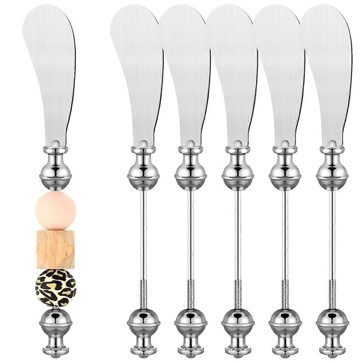 6 Pcs Cheese Spreader Knives DIY Decorative Beaded Butter Spreader