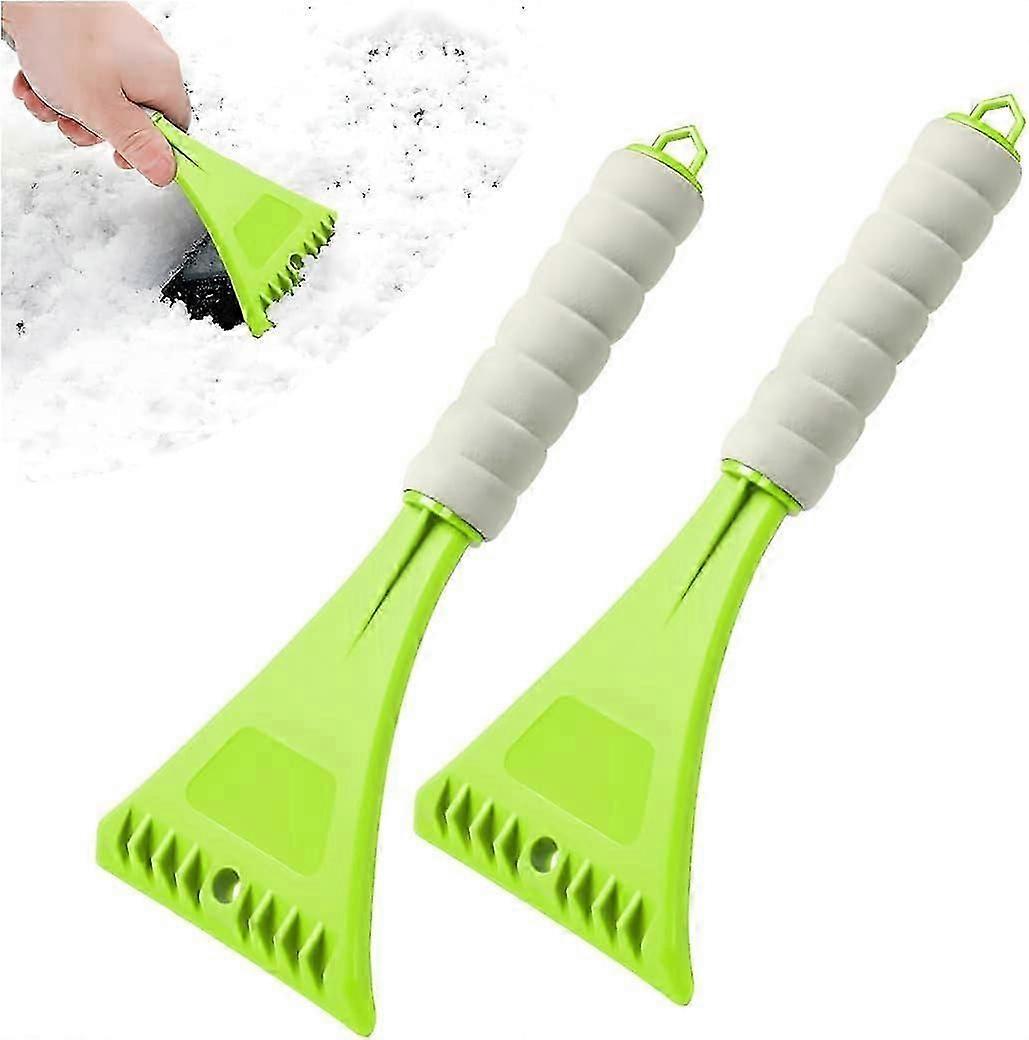 2 PCS Car Snow Shovel Scraper, Ice Frost Cleaning Tools,Universal for Car SUV Windshield and Window,Mirrors,Scratch-Free Car Winter Accessories(Green)