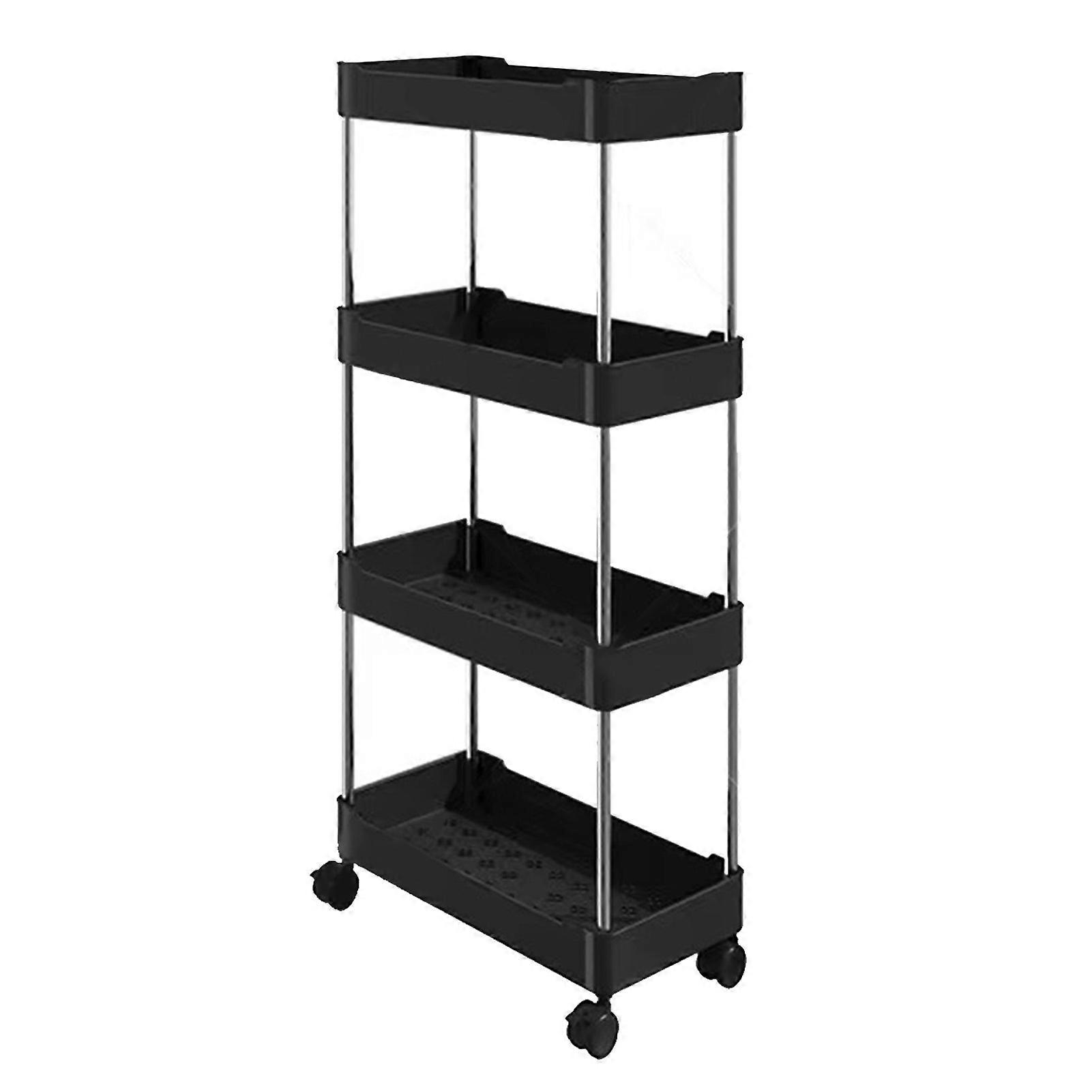 Slim Storage Cart Bathroom Organizer Mobile Shelving Unit Rolling Utility Cart with Wheels for Kitchen Bathroom Laundry Narrow Places 4 Layers 40x22x