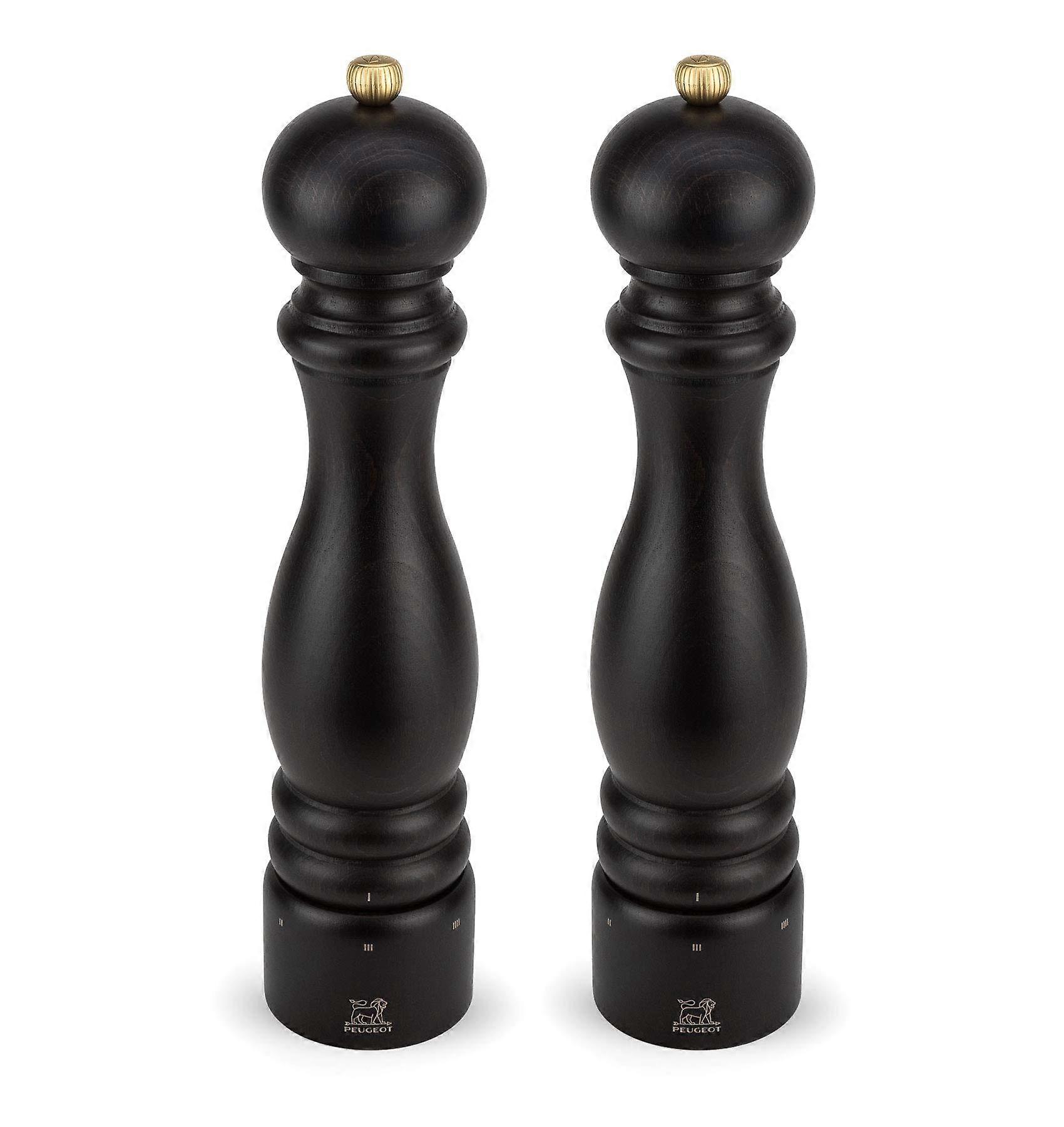 12-Inch Chocolate Pepper and Salt Mill Set with Adjustable Grind and Durable Wood Construction