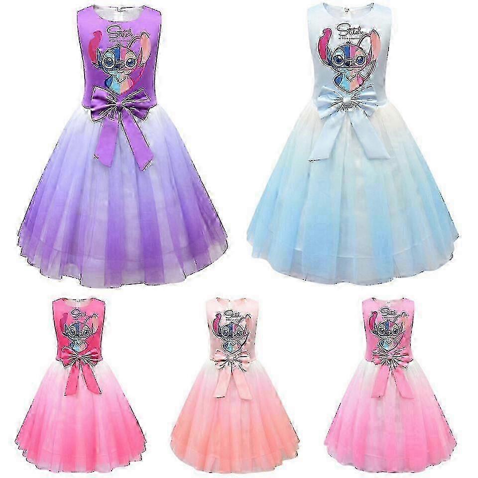儿童女孩 Lilo Stitch 服装百褶裙 V