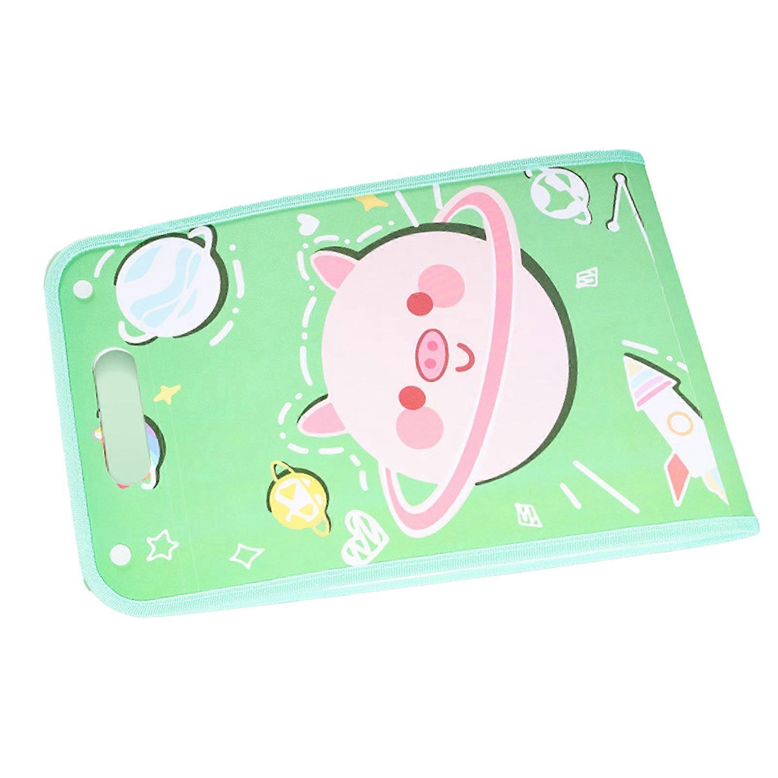 Paper Folder Multi Layer Waterproof Cute Pattern Plastic A4 File Folder Organ Bag for School Office Green