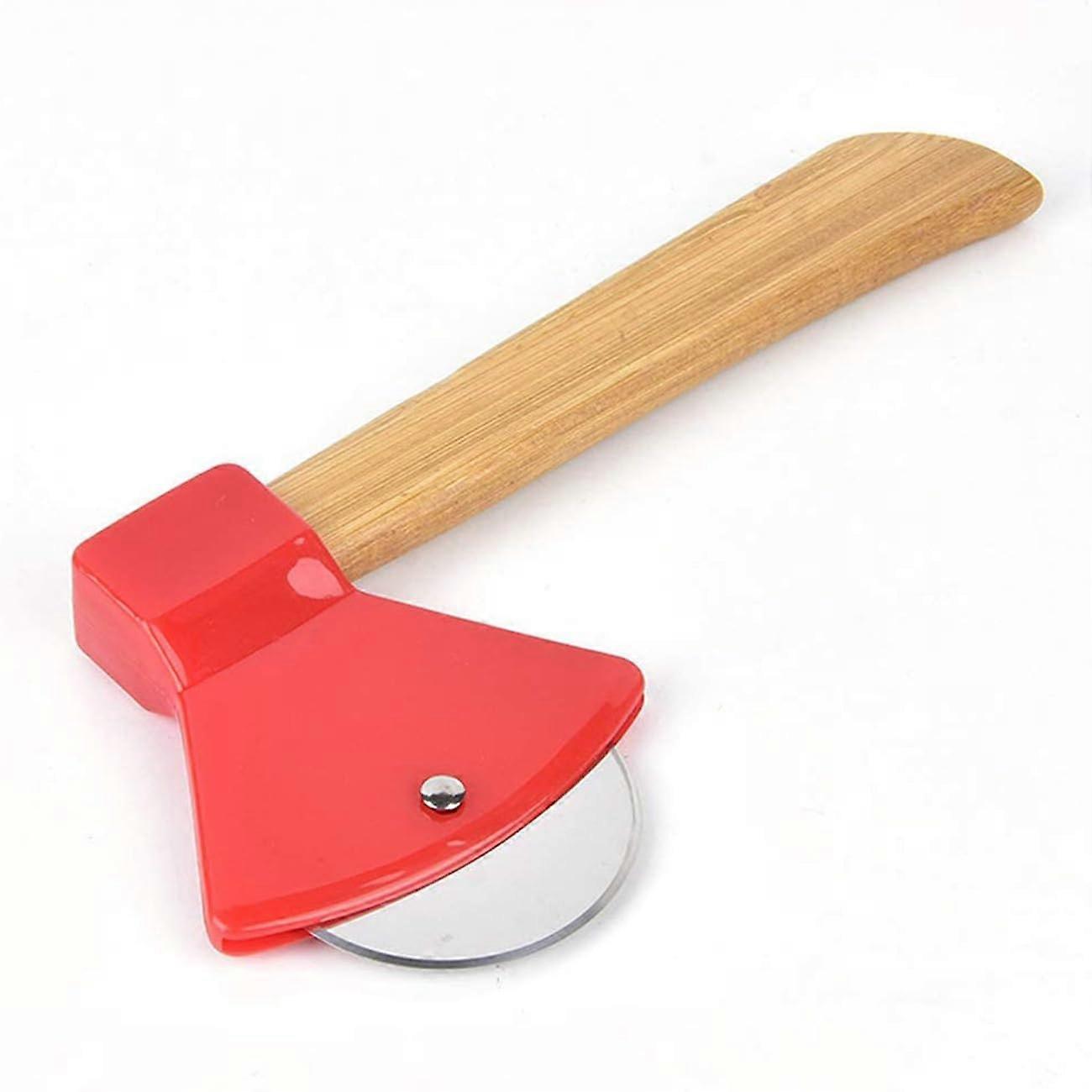 Funny Ax Pizza Cutter - Circular Steel Saw with Bamboo Handle, Unique Wheel Knife for Pizza Lovers