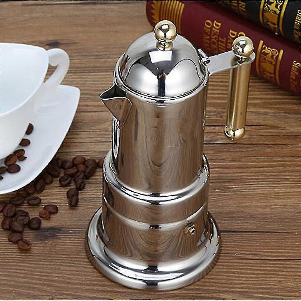 Stainless Steel Mocha Espresso Pot for Induction or Stovetop Home Use with Enhanced Design