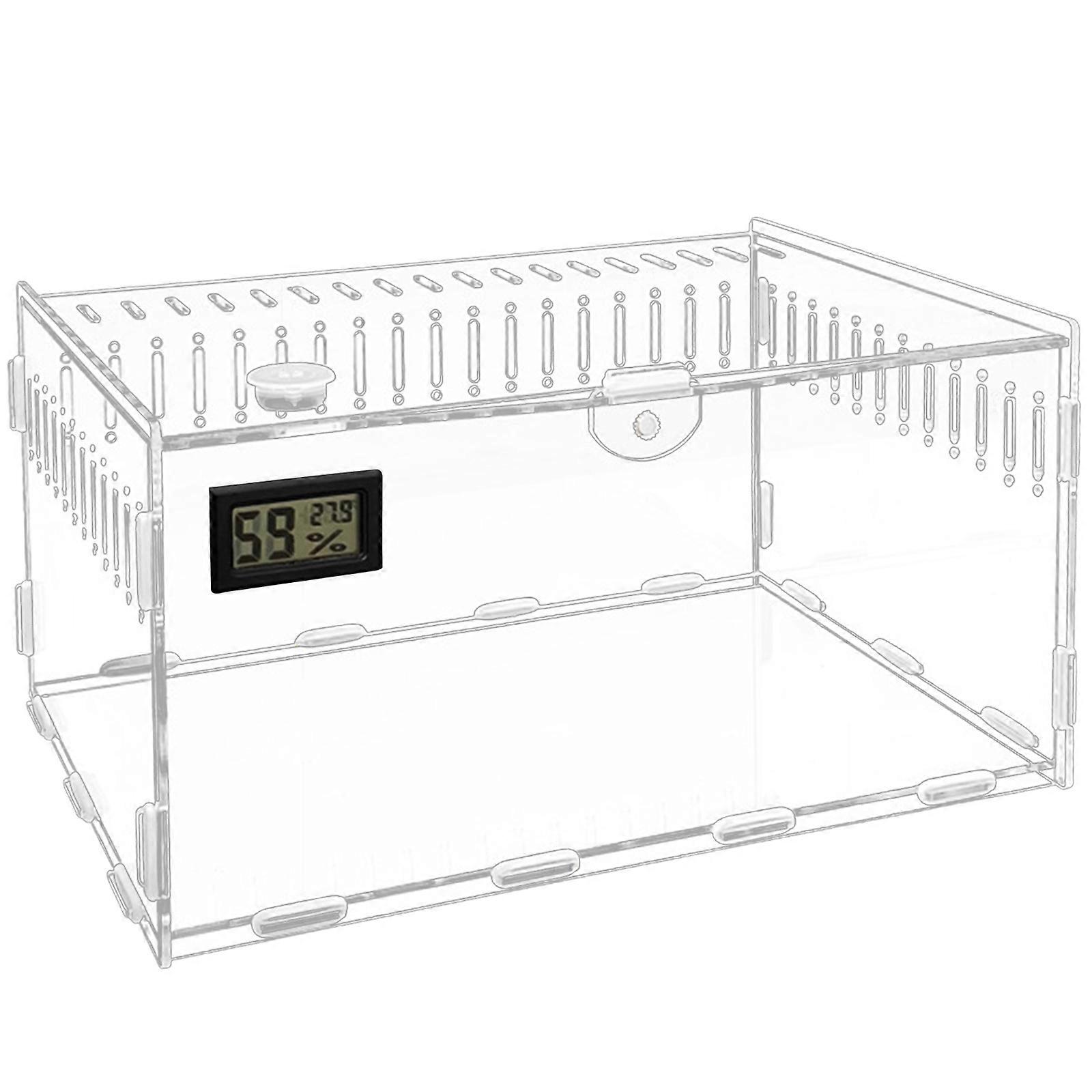 Insect Feeding Box Clear Container Acrylic Terrariums for Spiders Small Snake Reptiles Carriers Easy to Assemble