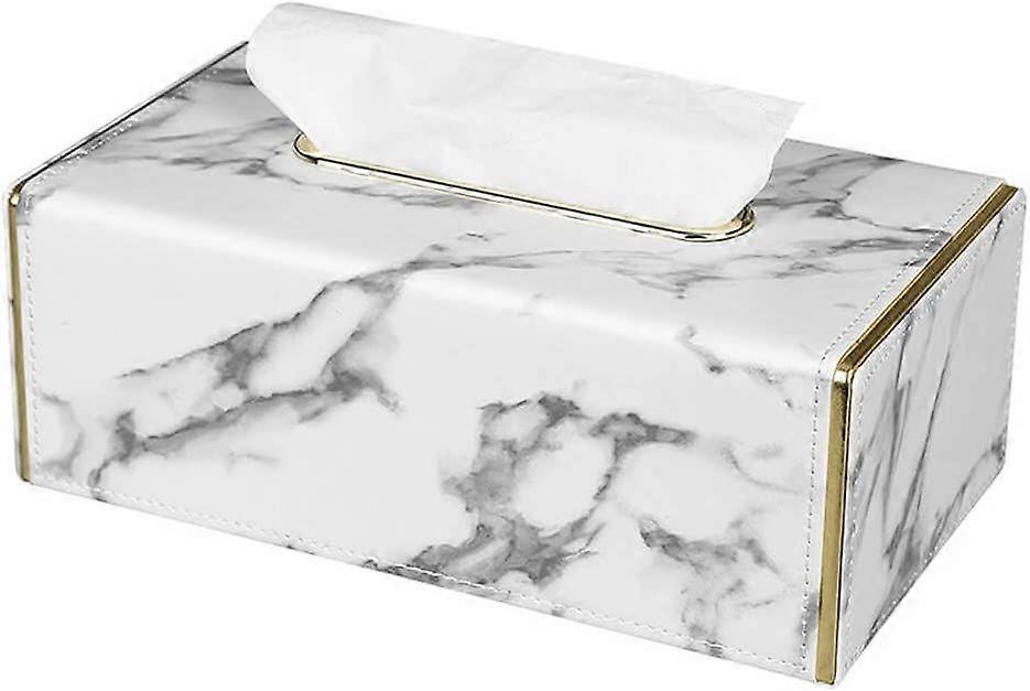 Marbled Leather Tissue Box - Waterproof Rectangular Tissue Box Lid Napkin Holder (santanxing)