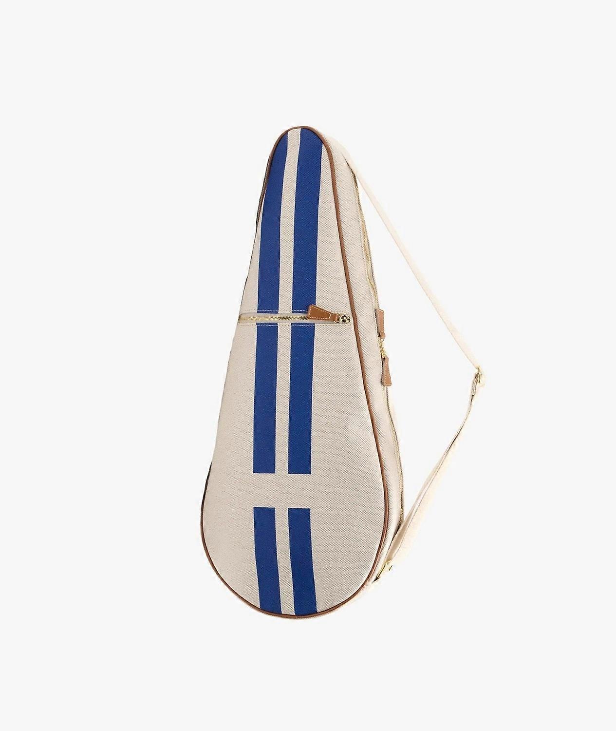 My Style Bags Personalised Glamour Tennis Bag - Natural With Blue Stripes