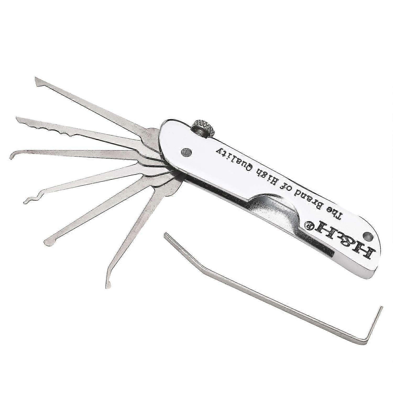 7-in-1 Compact Stainless Steel Lock Picking Set with Folding Design and Wrench Training Kit