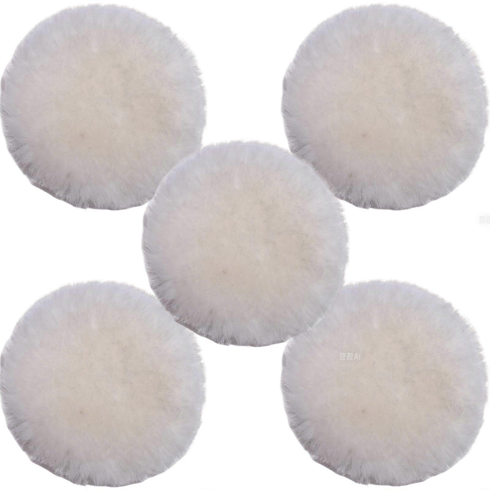 Lambsfaux wool Polishing Pads 5 inch Soft Sheepskin Buffing Pads with Hook and Loop Back Design Cutting Pad for Car, Furniture, Glass and So On