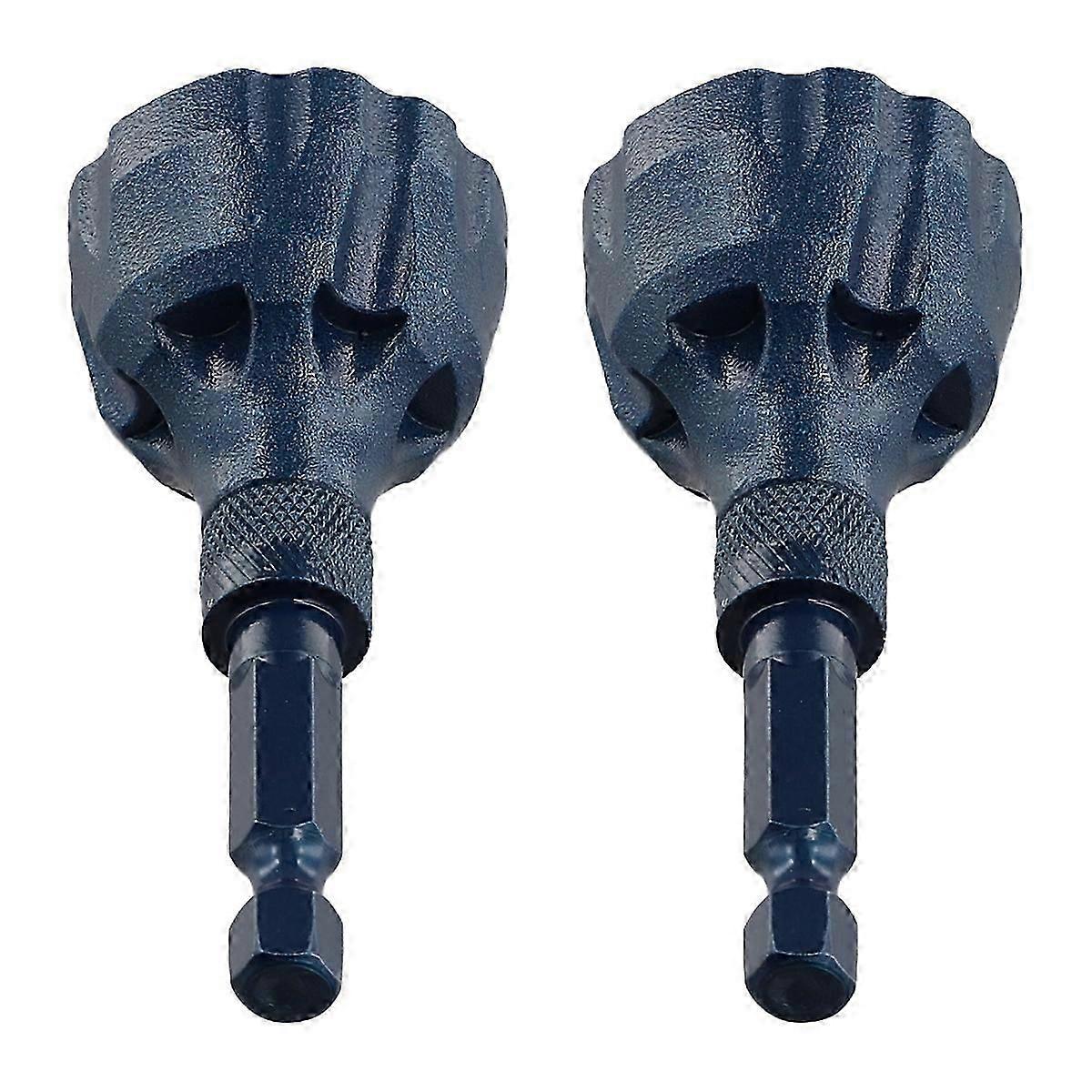 2Pcs Tungsten Carbide Deburring External Chamfer Tool(Blue)