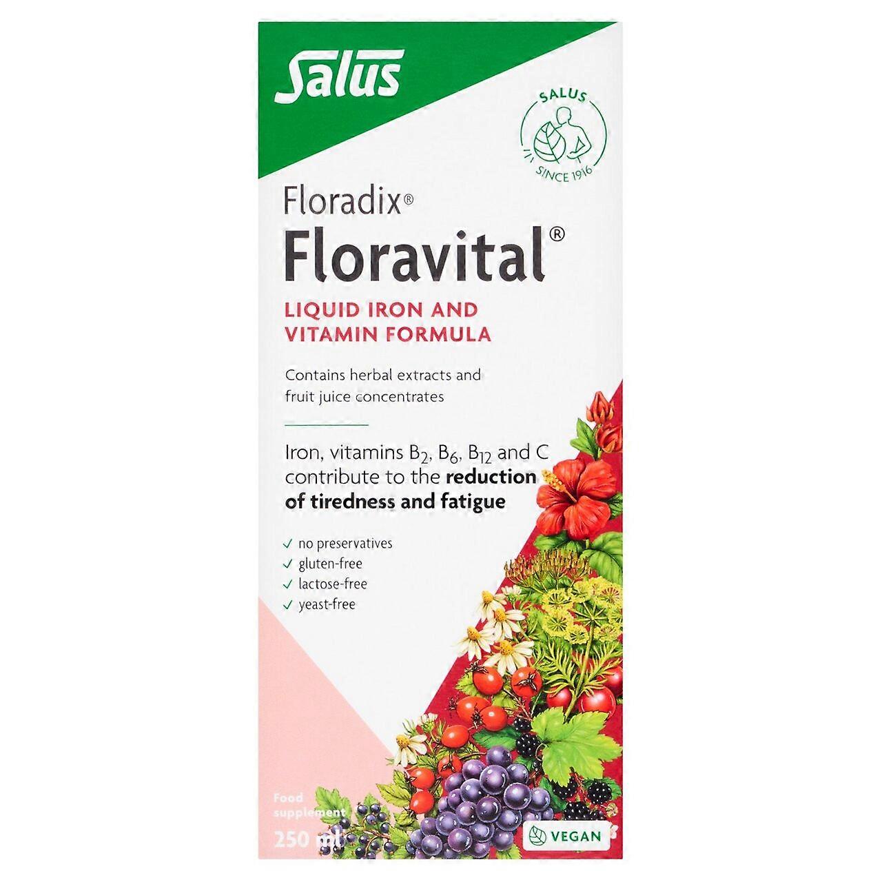 Floradix, Floravital 酵母和无麸质, 250ml