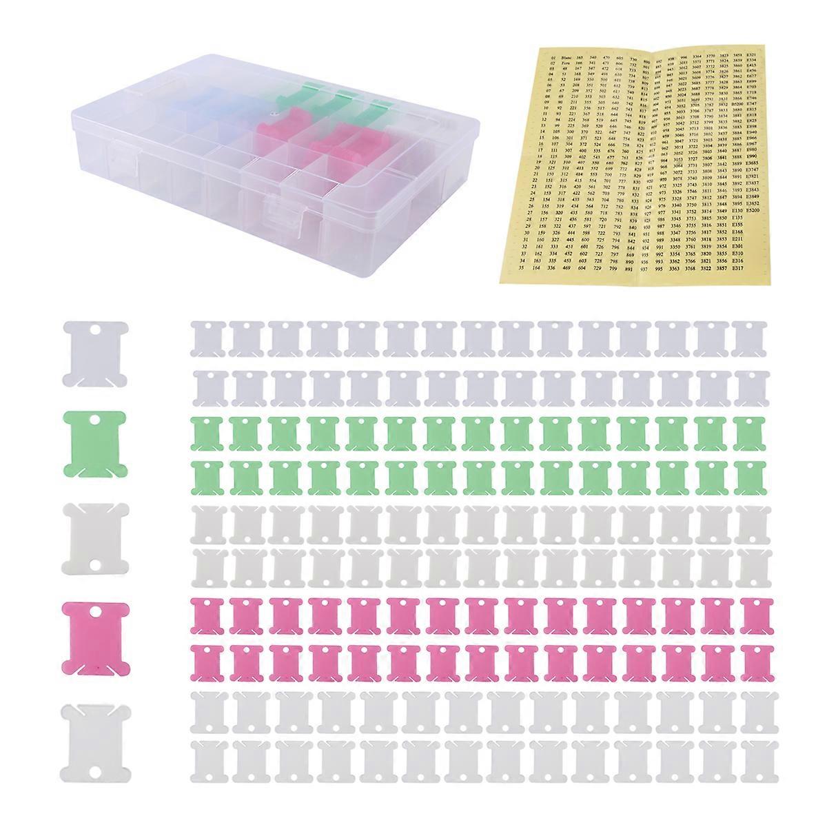 152Pcs Accessories Including Thread Bobbins Organizer Box and Sticker
