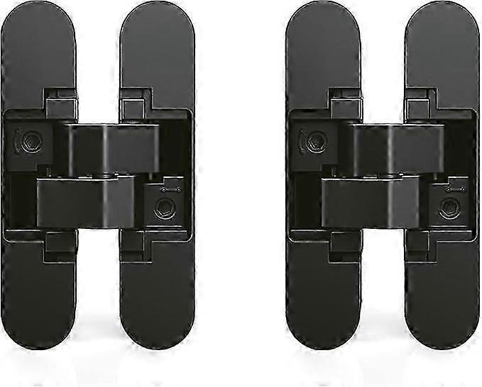 Invisible hinge for access doors, set of two invisible hinges for heavy doors, 40 Kg (88,2 lb) load, 180 aperture, zamak, black
