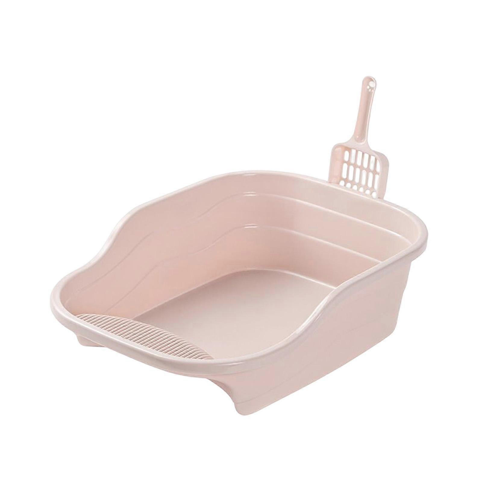 Cat with Round Edges, Semi enclosed Open Top Cat Toilet Box, Cat Sandbox,