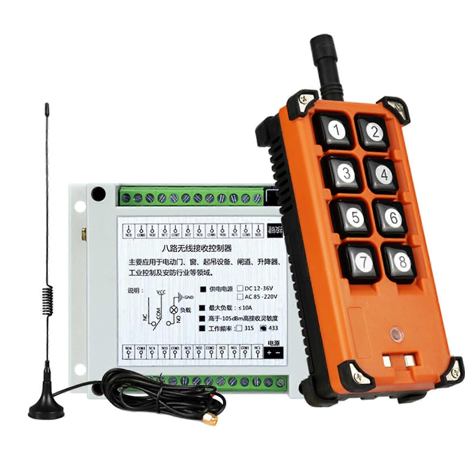 AC 220V-380V 8CH Radio Controller RF Wireless Remote Control Overhead Travelling Crane System Receiver Button Remote