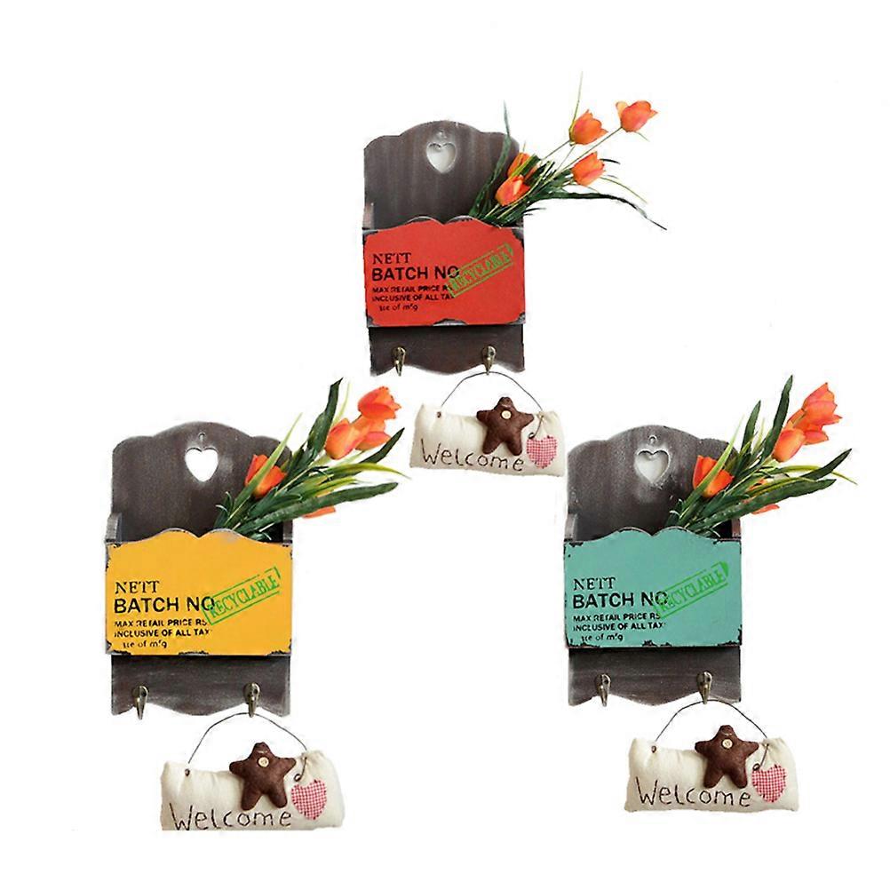 Wall Mail Holder, Retro Letter Organizer with Hooks for Bedroom and Living Room Use