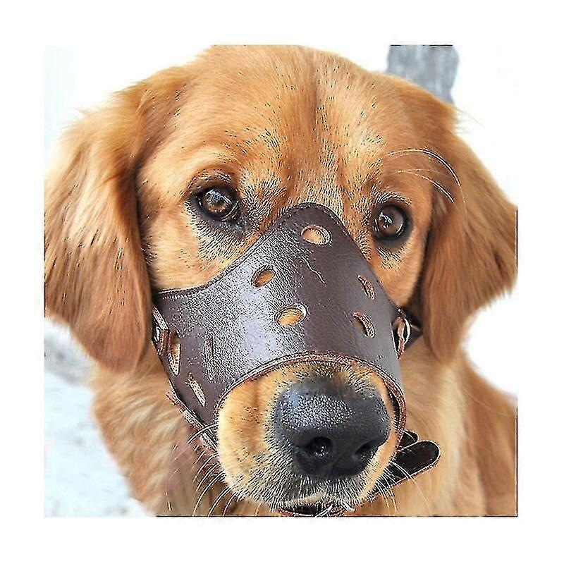Leather Anti-Bark Dog Muzzle Adjustable for Medium & Large Breeds Training Comfort